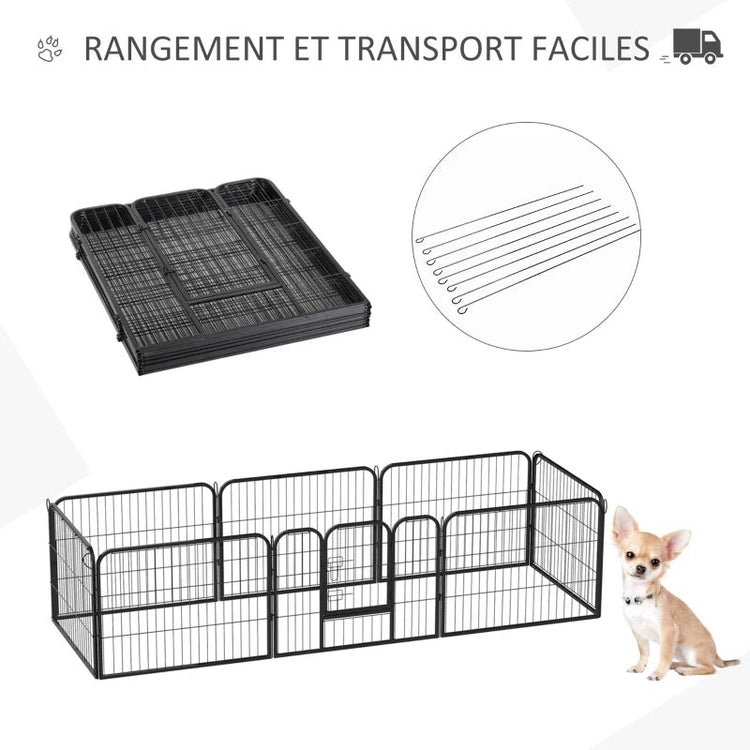 Parc Enclos Pour Chiens Modulable – 8 Panneaux 60×80 Cm