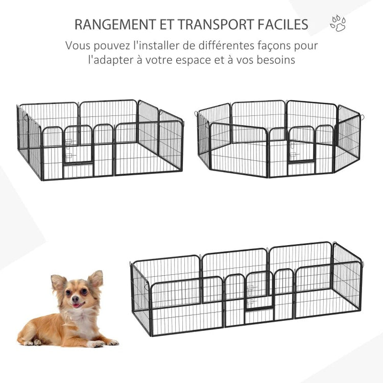 Parc Enclos Pour Chiens Modulable – 8 Panneaux 60×80 Cm
